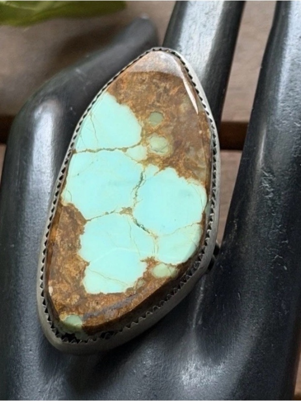 Navajo Native Sterling Silver Number 8 Turquoise Adjustable Ring Leslie Nez Gift